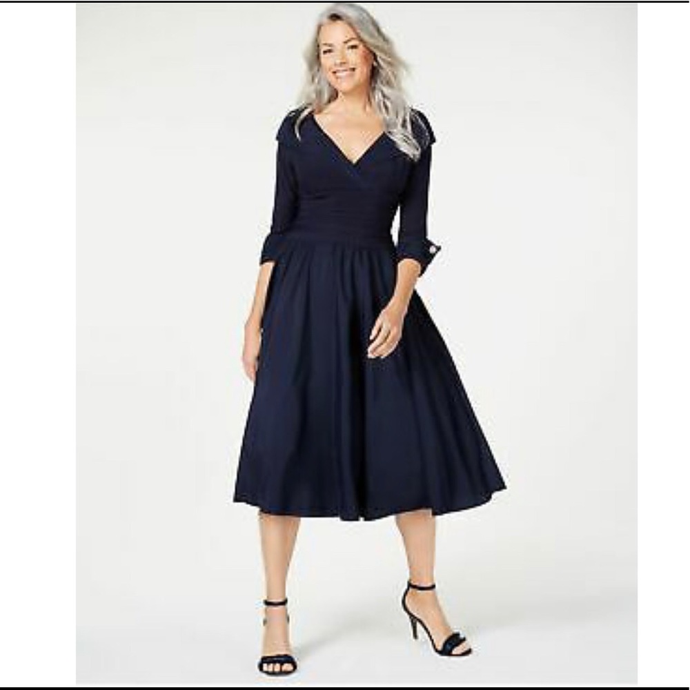 NWT - Jessica Howard Navy 3/4 Sleeve Evening Dress